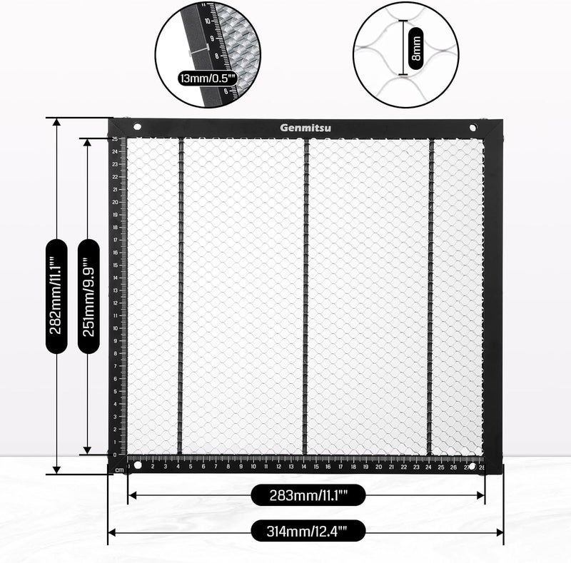 Genmitsu Honeycomb Laser Bed, 12.4" x 11.1" Perfect fit for Kortek Laser Engraver and Cutter Machine, Laser Engrave Accessories Bed Table for Fast Heat Dissipation and Desk Protection - Image 2